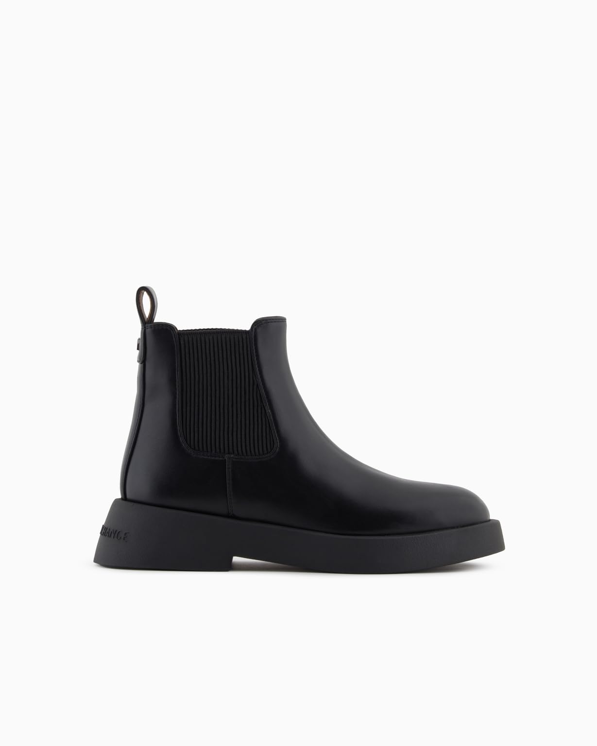 Armani Exchange Women's Margot Metal Logo, Ribbed Band Boot, Black, 40.5 EU, black, 8.5 UK