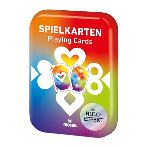 moses. Spielkarten Rainbow – stilvolles Kartenset für Erwachsene & Kinder, für Skat, Poker, Mau Mau & mehr, ab 6 Jahren, 2+ Spieler