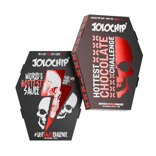 Image of JOLOCHIP World's Hottest Sauce (20ml) & World's Hottest Chocolate (10g) Combo Pack | Made with World's Hottest Peppers | Extreme Heat Challenge (CHOCOLATE + SAUCE)