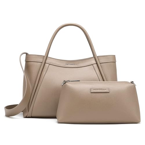 NEWBELLA Tote Bag for Women with Zipper, Large Vegan Leather Hobo Bag with Shoulder Strap and Purse, Epsom Pattern Handbags & Crossbody Bags