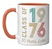 Vintage Class of 1976 Reunion 50 Year High School Party Tee Ceramic Mug, Orange/White
