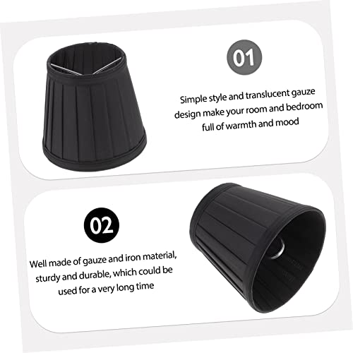 Image of Lamp Shade Replacement Cover Elegant Black Pleated Fabric for Chandeliers Wall Lamps Easy Installation Fits Multiple Lighting Fixtures Stylish Home Decor