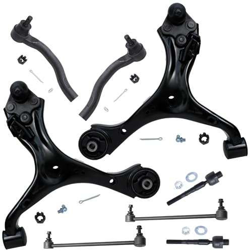Image of Detroit Axle - 8pc Front End Suspension Kit for 2013 2014 2015 Honda Civic [Automatic Transmission] 2 Lower Control Arms w /Ball Joints 4 Inner & Outer Tie Rods 2 Sway Bar Links Replacement
