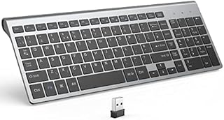 Wireless Keyboard with Numeric Keypad JOYACCESS 2.4G Slim and Compact Silent Wireless Keyboard(QWERTY UK layout) for Computer/Desktop/PC/Laptop/Surface/Smart TV and Windows 10/8/ 7 - Black+Gray