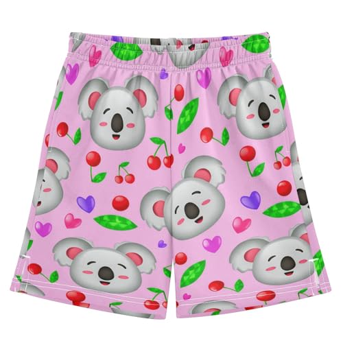 J JOYSAY Koala Cherry Heart Pink Boys Athletic Shorts Kids Youth Casual Shotrs with Pockets Elastic Waistband