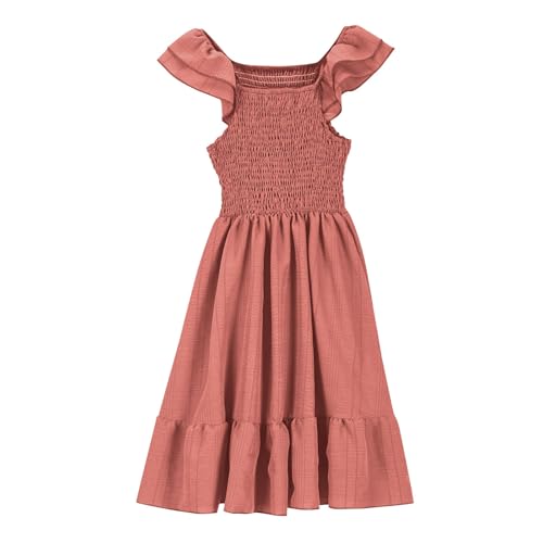 Girls Cotton Ruffle Sleeveless Dresses Elasticity A-Line Dress Kids Toddler Summer Solid Color Casual Formal Dress3