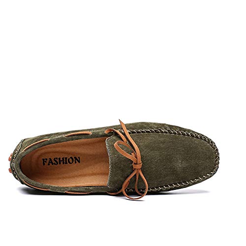 Men's Fashion Driving Loafers Casual Comfort Massage Shock Absorption Personality Lacing Boat Moccasins(Khaki,10 M US)3