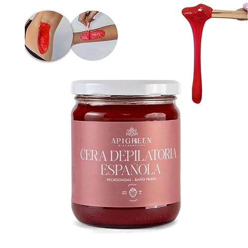 Depiladoras, Personal Care Appliances APIGREEN - CERA ESPAÑOLA DEPILATORIA (400GRS) + APLICADORES, AROMA FRESA - PIEL SENSIBLE - BIKINI, ROSTRO, PIERNAS, BARBA | DEPILA SIN DOLOR | EFICAZ EN TODO...