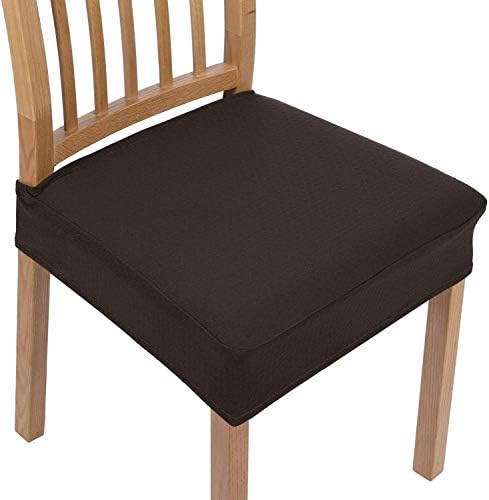 smiry Dining Chair Seat Covers, Jacquard Dining Chair Seat Protectors, Set of 4, Wine Red