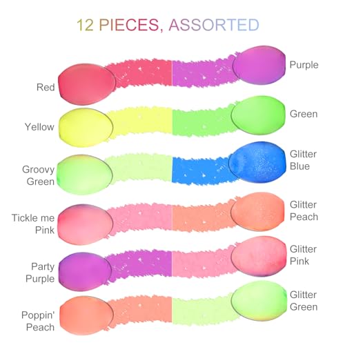 image for Kid Made Modern Glitter Egg Chalk - Set of 12 Assorted Vibrant Egg-Sha