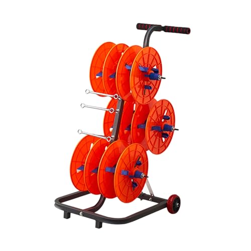 Carro de soporte de carrete de alambre con ruedas, dispensador de cables de alambre de pie para uso eléctrico y minorista (capacidad de 6 carretes)