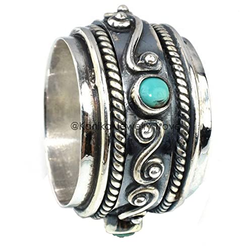 Kanika Jewelry Trove 925 Sterling Silver Turquoise Handmade Stacking Ring For Women & Girl #TOP9