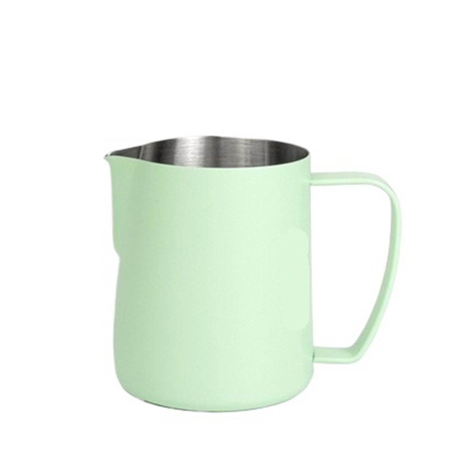 Taza de café Latte Art con boca puntiaguda, herramienta jarra leche doble escala acero inoxidable 400ml/600ml(400ml,Light Green)