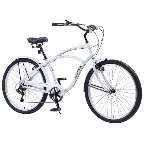 Multiple Colors 26 Inch Beach Cruiser Bike, Commuter Bicycle for Adult Men and Women, 7 Speed...