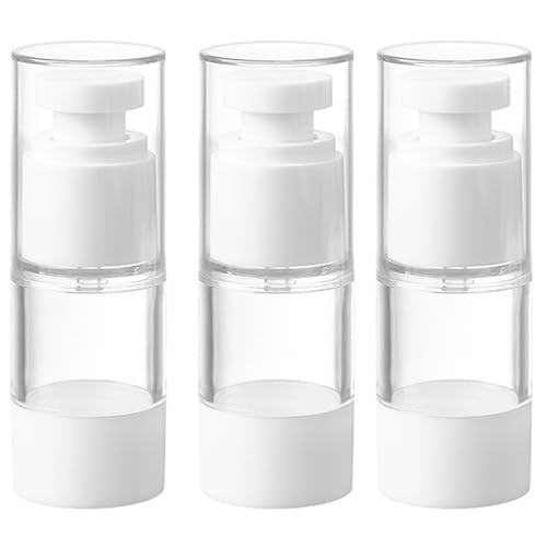 Qeuly 3 Pack Airless Pump Bottles 0.5 oz Travel Size Pump Bottle Lotion Container Refillable Cosmetic Pump Dispensers for Foundation Moisturizer Shampoo Toiletry (SN-15)