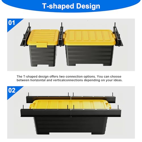 Demimy Overhead Garage Storage Rack, Heavy Duty Ceiling Mount Bin Holder for 7-27 Gallon Tote Storage Container Bins, 17-Inch Black Metal Rails for Organization Shelving System, Iron Material, 6 Pack by Demimy - Image 4