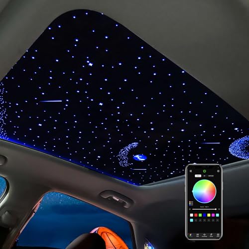 Nightlight Sky Sunroof Film, 62.99''x39.37'' Car Roof Window Film with RGB LED Light Strips,Tesla Interior Car Light, APP Control, 3D Meteor Starlight Headliner Kit for Car Panoramic Roof Decoration