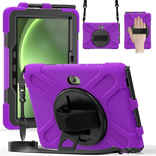Coque antichoc Samsung Galaxy Tab Active4 Pro violette silicone rotatif sangle 360