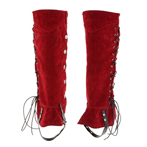 Pirate Boot Tops Shoes Cover Guards Steampunk Medieval Comfortable Boot Top Covers Pirate Boot Covers for Camping Red