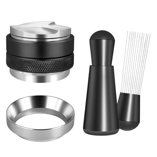 Image of Supvox 3 Pcs Espresso Accessories Kit Fits Espresso Machine Coffee Distributor and Tamper Leveler with Magnet Dosing Funnel for Portafilters Home Bar