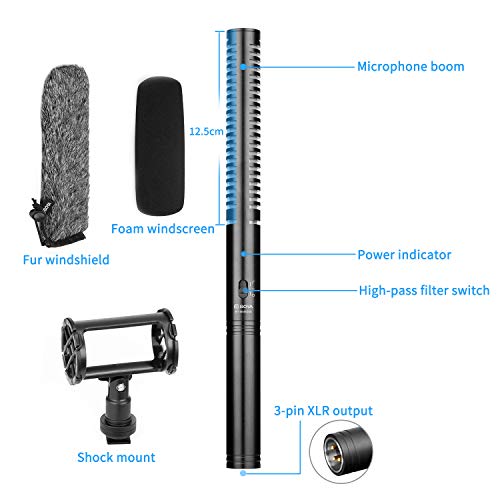 Image of BOYA XLR Microphone, Shotgun Microphone BY-BM6060 with Shockmount Windscreen Mic for Camera DSLR External Condenser Professional Microphones for Video Interview ENG Film