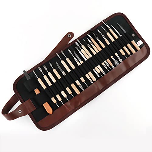 22pcs Ceramic Clay Sculpting Tools Kit with Metal Carving Tools and Wooden Handles for Pottery Modeling & Shaping (Beginners to Experts)