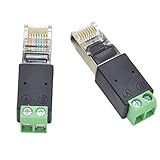 UpperFu 2pcs RJ45 Male to 485 RS485 2 Pin (4 5P) Screw Terminal Adapter Connector Converter Splitter CCTV DVR (A to Pin 4, B Connect to Pin 5)