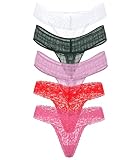 Victoria's Secret Women's Lace Thong Underwear, Panties for Women, Multi Pack, Festive Plaid, XL