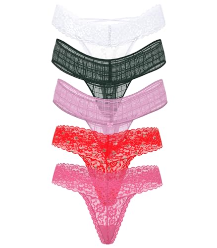 Victoria's Secret Women's Lace Thong Underwear, 7-pack