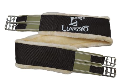 Lussoro Horse Riding Girth with Fleece Padding, Elastic Straps, Lightweight Horse Girth for Saddle (Chocolate Brown, (SIZE-44))