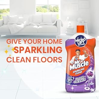 Mr. Muscle Floor Cleaner Liquid, Lavender, 1000ml | Disinfects and Restores Shiny Floors | Kills 99.9% Germs