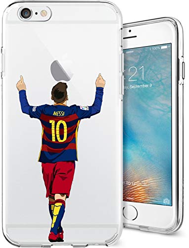 ETERINS Cases Ultra Slim [Crystal Clear] [Hardwood Series] Soft Transparent TPU Case Cover - Leo Messi for iPhone 6 6s