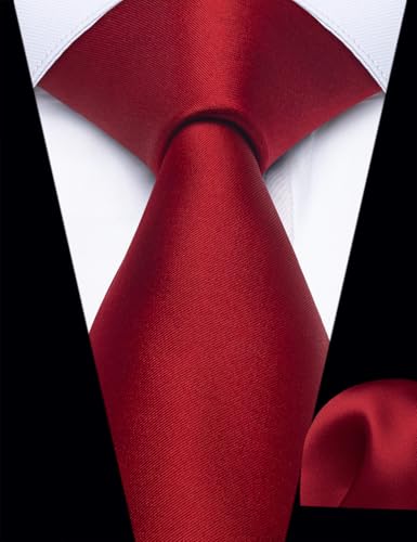 Image of YourTies Zipper Tie for Men Adjustable Pre-tied Satin Neckties and Pocket Square Set Solid Color Business Formal Wedding