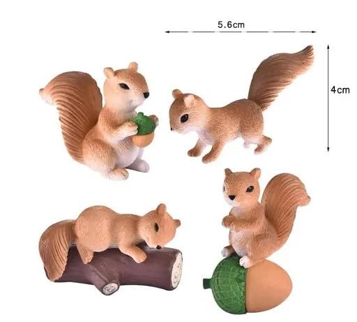 Image of Miniature Set for Home Decor, Deepawali Gift, Living Room, Figurines, Cake Decoration Items - Resin Car Dashboard Items (Multicolor) ((Squirell Miniature))