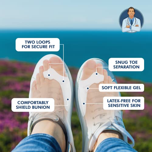Dr. Frederick's Original DFO-BP02 Sport Bunion Pad & Toe Spacer - 4pcs - Temporary Bunion Corrector - Toe Separator - Soft Gel Cushion - Fast Bunion Pain Relief for Women & Men