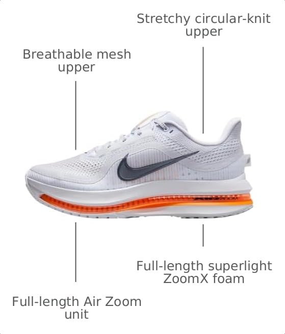 Image of Nike Pegasus Premium Women's Road Running Shoes (HQ2593-001, Football Grey /Total Orange /Summit White /Multi-Color) Size 8.5 | Football Grey /Total Orange /Summit White /Multi-Color, HQ2593-001