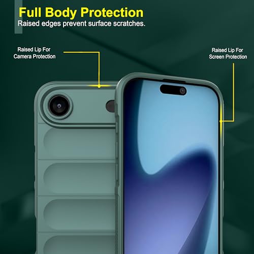 Image of amazon basics Back Case Cover for iPhone 17 Air | Compatible for iPhone 17 Air Back Cover | Liquid Silicon Magic Case with Camera Protection | Dark Green