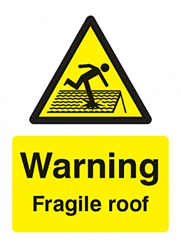 Caledonia Signs 14261K Warning Fragile Roof Sign Rigid Plastic ,White, 400 mm x 300 mm