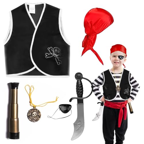 Home Smart Pirate Childrens Costume with Accessories for Boys and Girls Ideal for Birthday Gift And Special Occasions (A)