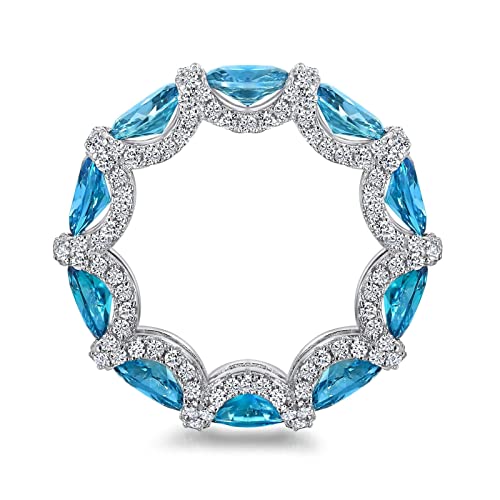 Womens Rings Sterling Silver Promise Rings for Her Oval Blue Cubic Zirconia Silver Ring Women Size 5-93