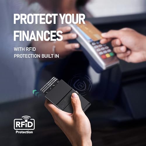 Slim Metal Wallet for Men – RFID Blocking Minimalist Credit Card Holder with Slide-Up Access – Aluminum Wallet Holds 6–8 Cards, Gift for Mens/Father/Boyfriend4