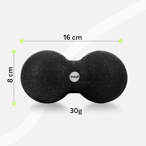 Fizyo Duoball 16x8 cm - Faszienball für Rücken, Nacken & Triggerpunkt Therapie, EPP Massageball für Wirbelsäule, Physiotherapie & Schmerzlinderung, Doppelball für Tiefengewebsmassage - Schwarz