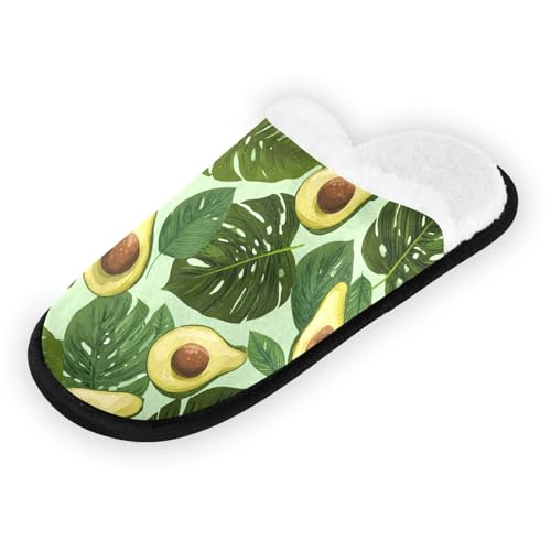 Painted Green Avocado Slippers For Women Men Soft Memory Foam Non-Slip Fruit Winter Indoor House Shoes Travel Slipper2