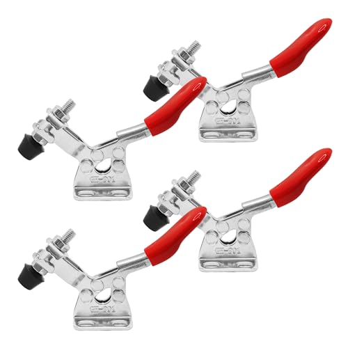 Runseaway 4Pcs Toggle Clamp 201A, 60 lbs Holding Capacity, Anti-Slip Horizontal Quick Release Hand Tool, Secure Hold Down Clamp for Woodworking, Welding, Assembly, Stable & Easy Operation