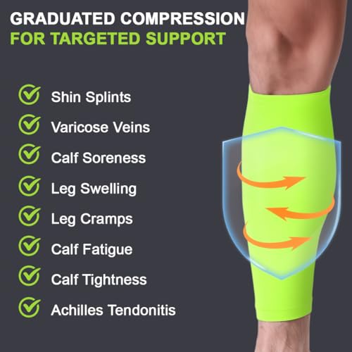 Image of PROBEROS Calf Compression Sleeve, Sports Leg Compression Socks for Shin Splint, Varicose Vein and Calf Pain Relief(Green