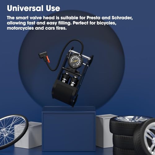 Image of Sounce Cylinder Portable Foot Pump | Rapid Inflation | Hands-Free | Quick and Efficient Pumping for Car, Bike, Cycle, Balls, Air Tyre Inflator for car Bike and Cycle