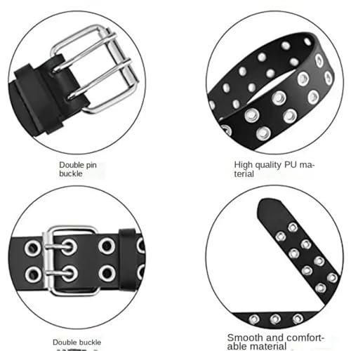 Fashionable Leather Women Men Belts With Alloy Chains Punk Style Metal Pin Buckle For Jeans3