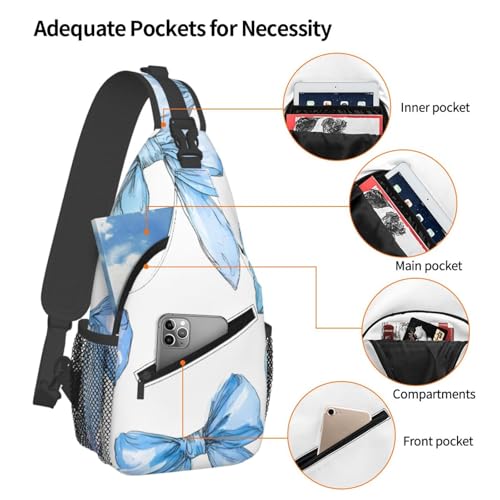 Blue Bow Multi Functional Adjustable Single Shoulder Crossbody Bag,Casual Chest Bag, Suitable For Daily Travel,Unisex4