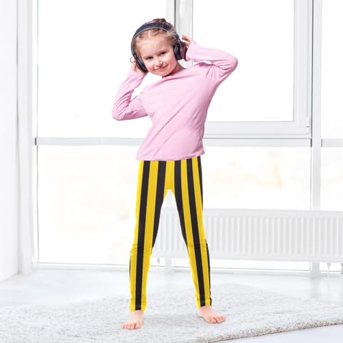 Toddler Girls Leggings Printed Yoga Pants Leggings Yellowand Black Stripe for Kids4