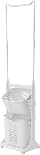 Miniatura 8 de Cesta de almacenamiento de ropa multicapa con barras de ruedas cesta de lavandería baño hogar baño estante de almacenamiento grande y simple estante